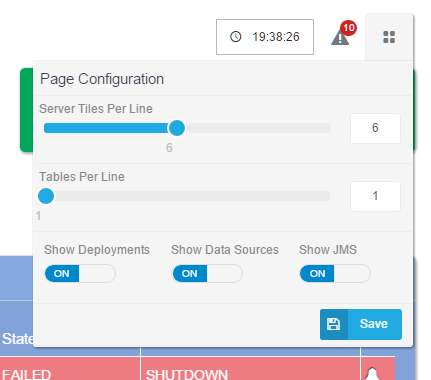 WebLogic Server Health Status: WLSDM Smart Dashboards Dashboard Page Config