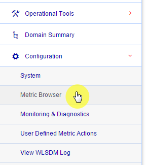 WLSDM Metric Browsers: JMX MBean Metric Browser