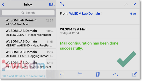 wizard smtp settings wlsdm weblogic monitoring